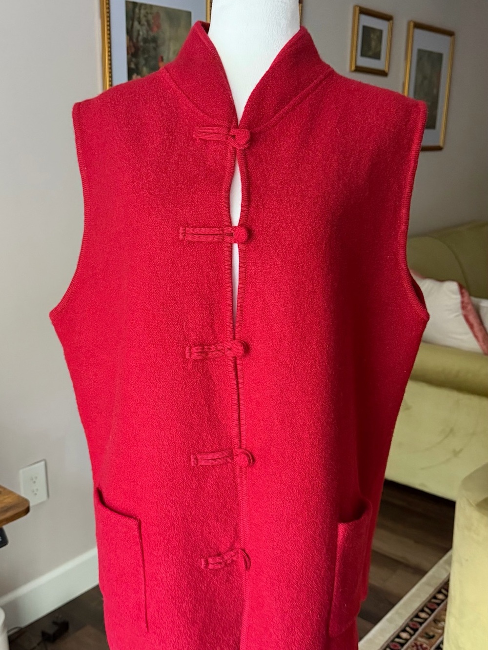 Vintage 100% Wool Mandarin Collar Vest